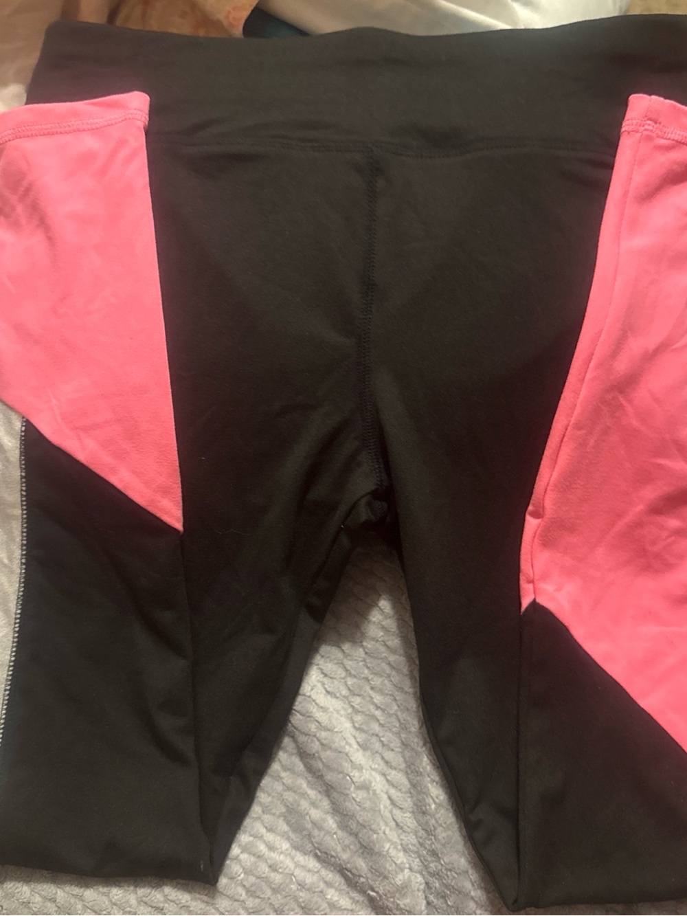 Justice Black & Pink Colorblock Leggings